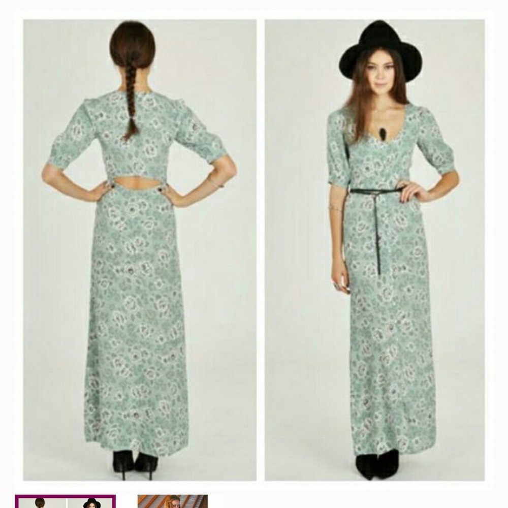 For Love And Lemons Mint Floral Maxi dress
